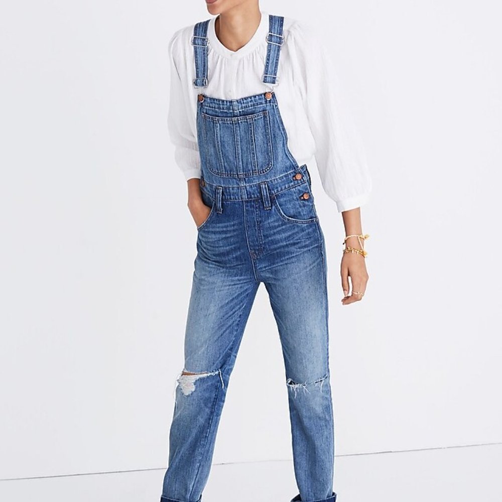 Madewell Straight-Leg Overalls in Bernard Wash, Small